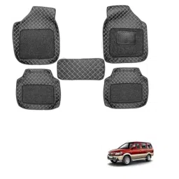 Kozdiko 5 Pcs Waterproof &a; Luxury 7D Black Leatherette Car Floor Mat Set for Chevrolet Tavera-picture-47