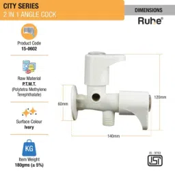 Ruhe City PTMT Ivory 2 in 1 Double Handle Angle Valve, 15-0602 image 2