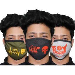 Oriley ORCFM3 3 Ply Multicolor Washable Non-Woven Fabric Layer Cotton Face Mask (Pack of 3)-picture-40