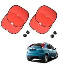 Kozdiko 4 Pcs Nylon &a; Metal Red Car Window Sun Shade Set for Mahindra Verito Vibe-picture-25
