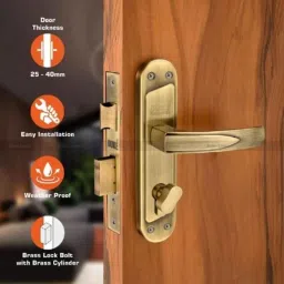 Duke 8 inch 25-40mm Brass Mortise Lock Set with 3 Keys &a; Brass Cylinder, 302+1001BACYOSK image 3