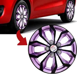 Auto Pearl 4 Pcs 14 inch Black Voilet ABS Press Type Hubcap Wheel Cover Set with Retention Ring for Tata TigorXMXTXTA image 3