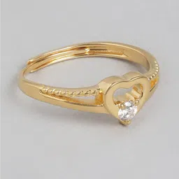 Zavya Heart Shaped 925 Sterling Silver CZ Gold-Plated Finger Ring image 3
