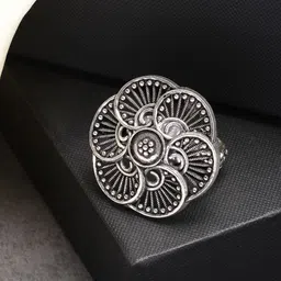 NVR Silver-Plated German Silver Floral Shape Adjustable Finger Ring-picture-35