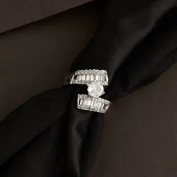 ATIBELLE Silver-Plated AD-Studded Adjustable Finger Ring-picture-17