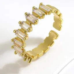 MYKI Gold-Plated CZ-Studded Adjustable Finger Ring-image-20