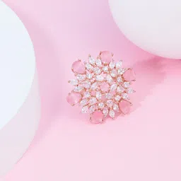 Zaveri Pearls Rose Gold-Plated & CZ-Studded Adjustable Finger Ring image 1