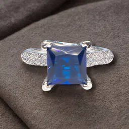 Manikya Rhodium-Plated CZ-Studded Adjustable Finger Ring-image-36