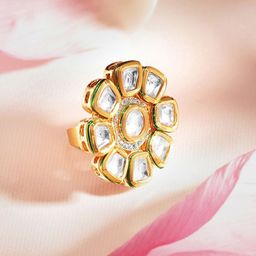 Priyaasi Gold-Plated Kundan Studded Adjustable Finger Ring-picture-31