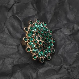 Anouk Gold-Plated Stone Studded Circle Statement Finger Ring-picture-21
