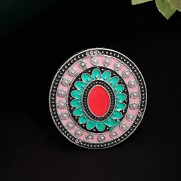 Rubans Silver-Plated Enamelled Handcrafted Adjustable Finger Ring-picture-16
