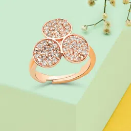 AMI Rose Gold-Plated White CZ-Studded Finger Ring-image-20