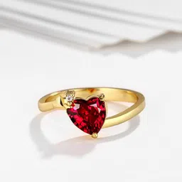 Yellow Chimes Gold-Plated Red Crystal-Studded Finger Ring-picture-26