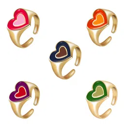 Jewels Galaxy Set Of 5 Gold-Plated Adjustable Fingers image 2