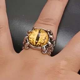 KARISHMA KREATIONS Unisex Stainless Steel Dargon Evil Eye Adjustable Finger Ring image 3