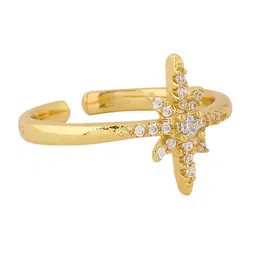 kashwini Gold-Plated White Stone Studded Adjustable Finger Ring image 3