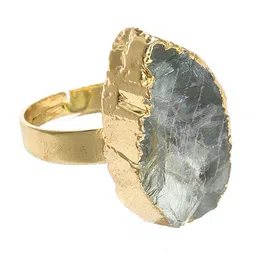 SOHI Gold-Plated Blue Stone Studded Adjustable Finger Ring image 2