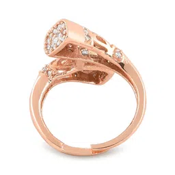 AMI Rose-Gold Plated & White CZ Studded Finger Ring image 5