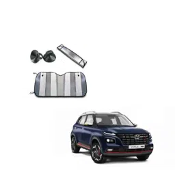 Kozdiko Aluminium Foil UV Protection Silver Windshield Sun Shade for Hyundai Venue N-Line-picture-47
