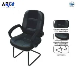 Arko Black Medium Steel Medium Back Fixed Push Back Visitor Chair, ARK-CH-017 image 2