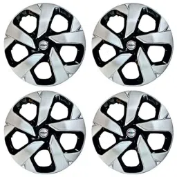 Prigan 4 Pcs 15 inch Polypropylene Black &a; Silver Press Fitting Car Wheel Cover Set for Toyota Etios Cross image 2