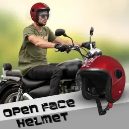 Habsolite EPM01 Ecco Plus Maroon Open Face Helmet with Retractable Visor &a; Adjustable Strap, Size: M image 4