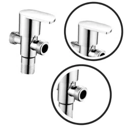 ZAP Opel Brass Silver Chrome Finish 2 Way Quarter Turn Angle Valve with Wall Flange by Moglix image 2