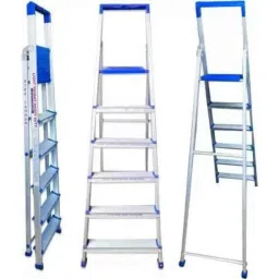 TNC Homemate 150kg 6 Steps Aluminium &a; Plastic Silver &a; Blue Foldable Ladder with Platform &a; Hand Rail, 6SL-N005114 image 2