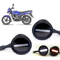 Auto Pearl 2 Pcs 12V Black Bike Front LED Indicator Light Set for Bajaj Platina 125, F033-picture-10