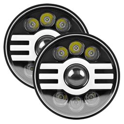 AllExtreme Ex07Hl2 7 inch Round White Led Headlight With Hi/Low Beam Amber &a; White Angel Eye Lamp Compatible With Royal Enfield Bullet, Harley Davidson Jeep Wrangler (75W), (Pack of 2)-picture-49