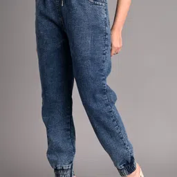 tuley Women Jogger Fit High Rise Blue Jeans image 3