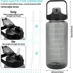 inscapedesign 2Liter Large Capacity Sipper Portable BPA Free Transparent Water Bottle 2000 ml Bottle image 4