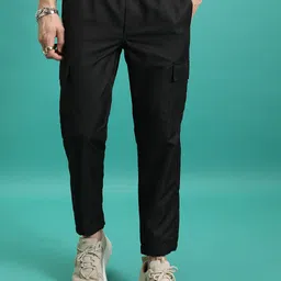 HIGHLANDER Men Regular Fit Plain Cargo Jogger Trousers-image-53