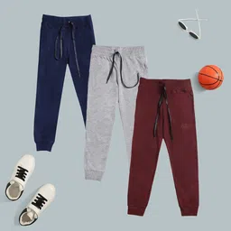 CHIMPRALA Boys Pack Of 3 Mid-Rise Cotton Joggers-picture-11