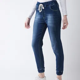 Miss Chase Women Navy Blue Denim Regular Fit Solid Joggers-picture-35