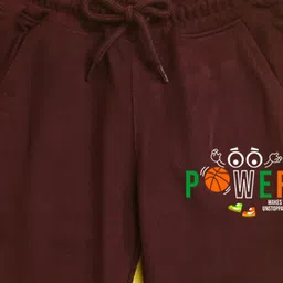 NUSYL Kids Burgundy Printed Joggers image 3