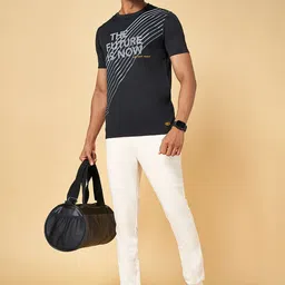 Ajile by Pantaloons Men Off White Solid Slim-Fit Joggers image 4