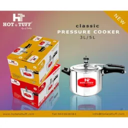 HOT &a; TUFF Classic 5L Aluminium Gas Saver Base Pressure Cooker with Inner Lid, HT500CCG image 2