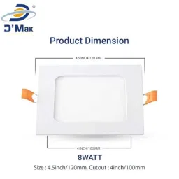 D&s;Mak 8W Natural White Square LED Conceal Panel Light (Pack of 10) image 5