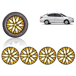 Auto Pearl 4 Pcs 14 inch ABS Black &a; Yellow Press Type Fitting Car Wheel Cover Set for Nissan Sunny-picture-37