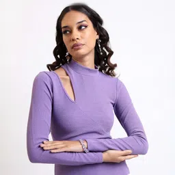 ketch Casual Regular Sleeves Solid Women Purple Top-picture-19