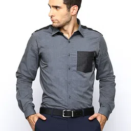 Wills Lifestyle Men Grey Slim Fit Formal Shirt-picture-25
