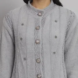 asdf Wool Blend Embroidered Coat For Women image 3