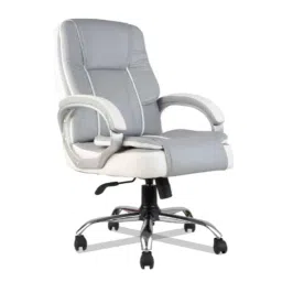 Innowin Venture Premium Light Grey Leatherette Medium Back Ergonomic Chair-picture-24
