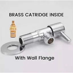 ZAP Terrim Brass Chrome Finish Angle Valve with Wall Flange (Pack of 10) by Moglix image 3