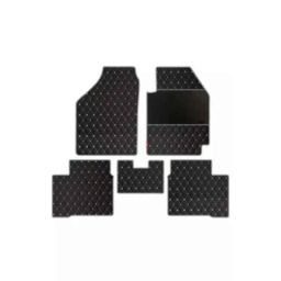 Elegant Luxury Leatherette Black &a; White Carpet Car Mat Set for Volkswagen Polo 2014 Onwards-picture-36