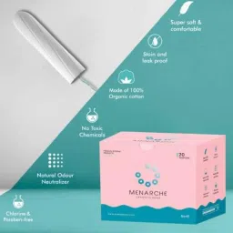 Menarche 20 Pcs Regular Flow &a; 20 Pcs Heavy Flow Premium Organic Cotton Tampon Combo, MTPHR001 image 2