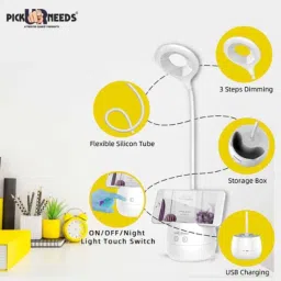 Pick Ur Needs 30W White Rechargeable Study Lamp with Touch On/Off Unique Switch, 0002 image 2