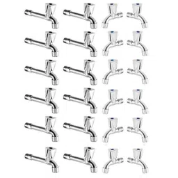 Zesta Jazz 24 Pcs Stainless Steel Chrome Finish Short Body &a; Long Body Bib Cock Set with Wall Flange-picture-32