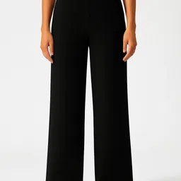 metronaut Comfort Fit Women Black, Dark Green Cotton Blend Trousers image 5